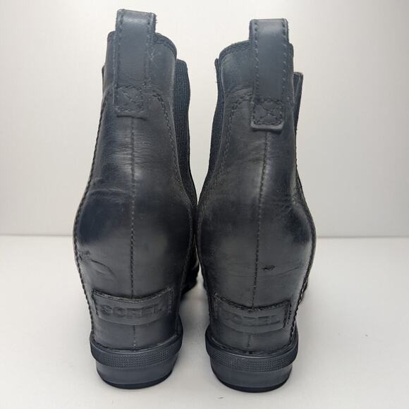 Sorel Joan of Arctic II boots black nubuck leather chelsea wedge heeled size 8.5 - Picture 5 of 10